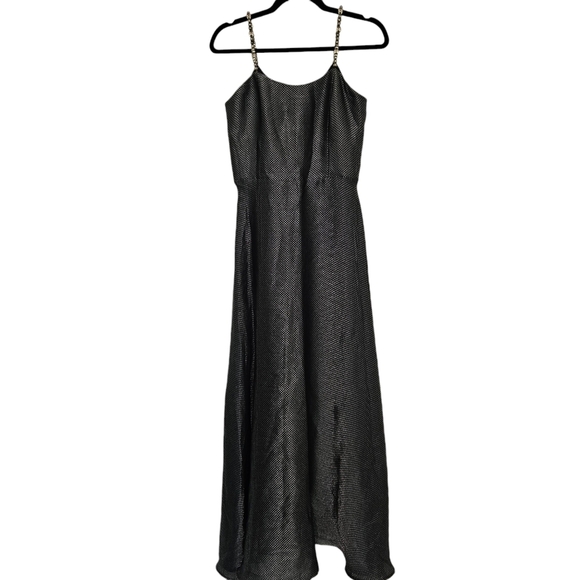 Jessica McClintock Dresses & Skirts - Jessica McClintock metallic silver long slip dress w jeweled straps Sz 4